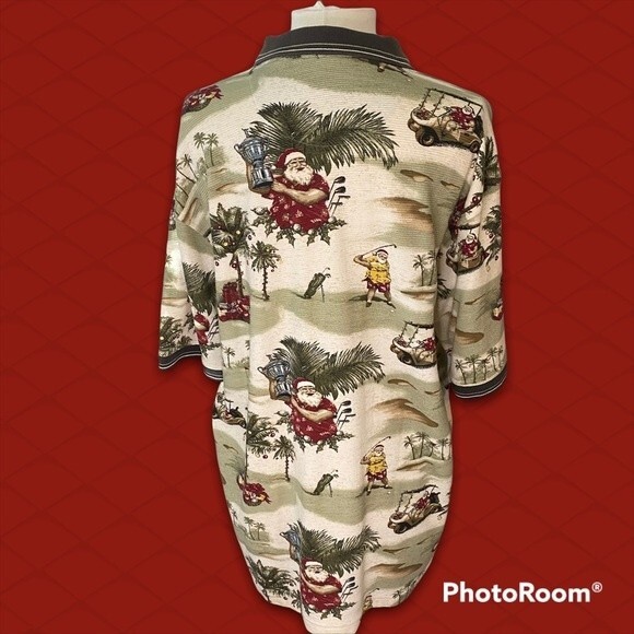Men’s Large Golfing Santa Golf Shirt by Clearwater Outfitters - Picture 2 of 4